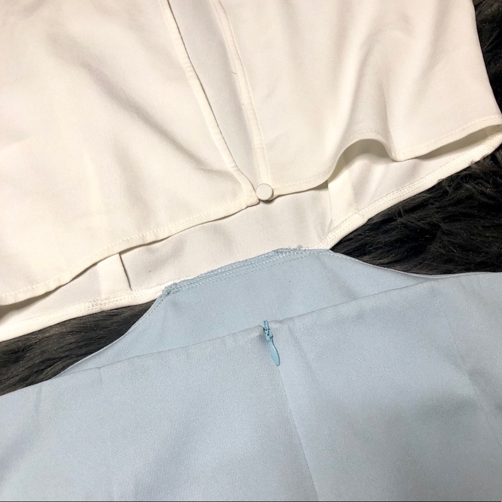 Tobi White Pastel Blue Mockneck Cutout Mini Dress - Picture 6 of 8